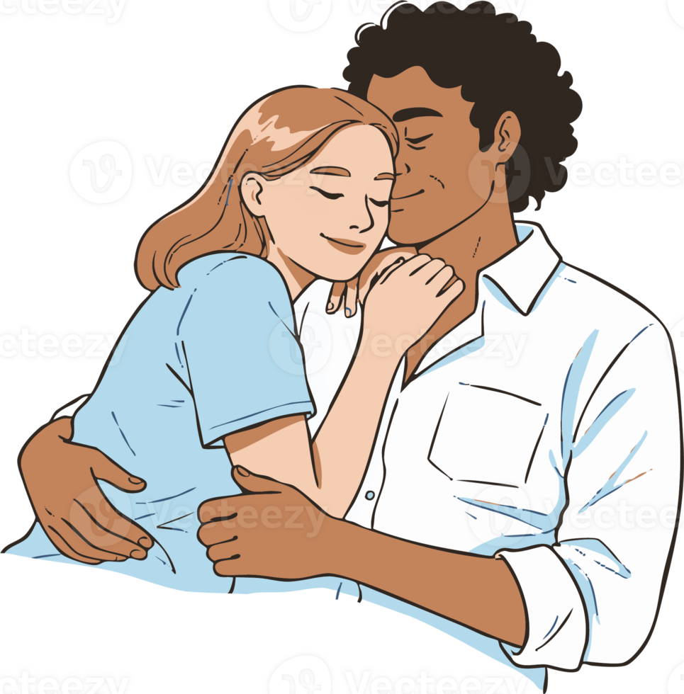 Couple Embracing Gently Expressing Love and Affection png
