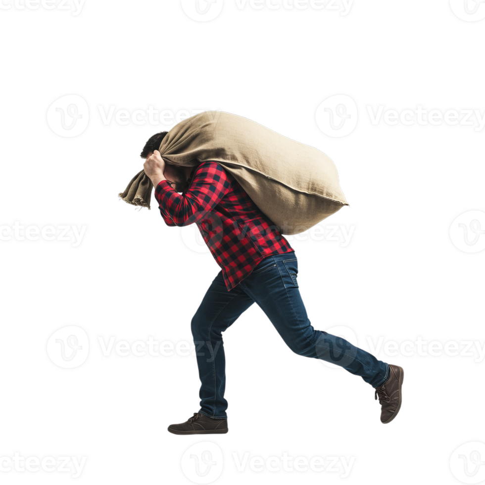Carrying a Heavy Sack Over Shoulder png