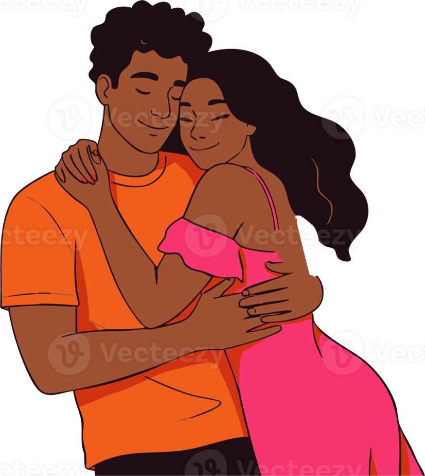 Couple Embracing with Eyes Closed in Loving Moment png