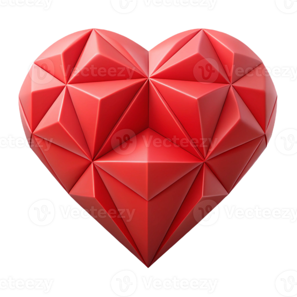 picturesque rare Symmetrical heart shape composed of triangles, flat red color, with Scalable Design. png