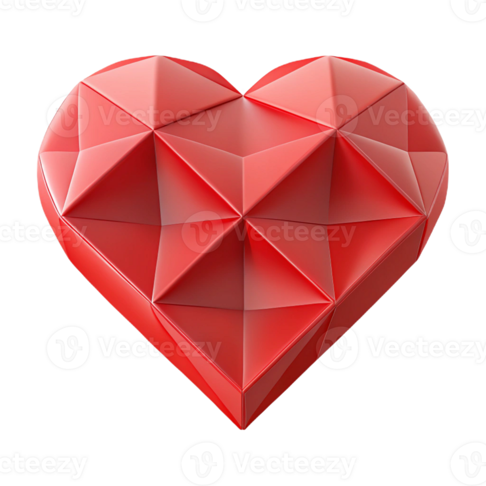 serene nostalgic artistic Symmetrical heart shape composed of triangles, flat red color, with Scalable Design. high resolution png