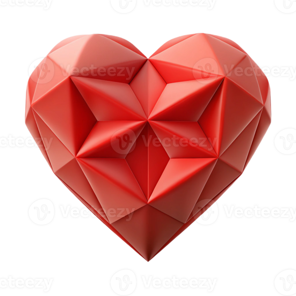 glorious melancholic artistic Symmetrical heart shape composed of triangles, flat red color, with Scalable Design. luxury png
