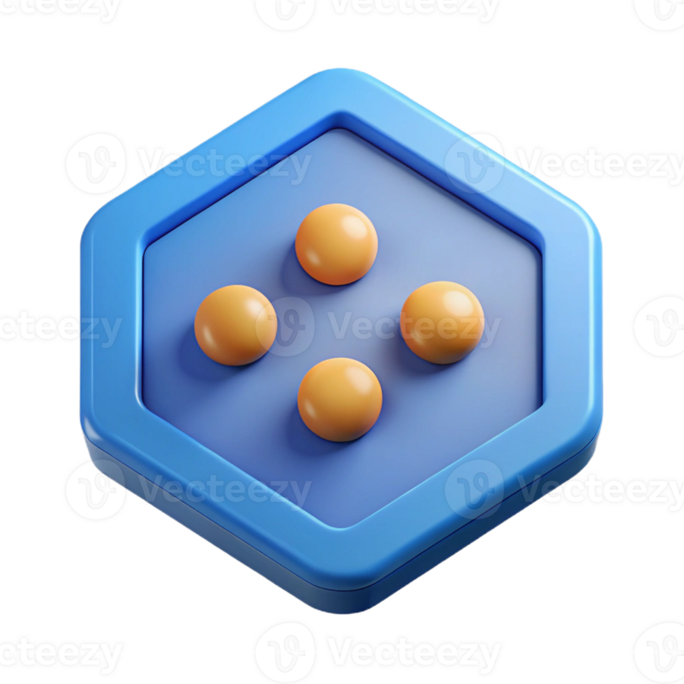 cobiçado renascimento hexagonal personagem com três pequeno círculos dentro. fresco arestas, plano cor, mínimo com escalável Projeto. ultra hd png
