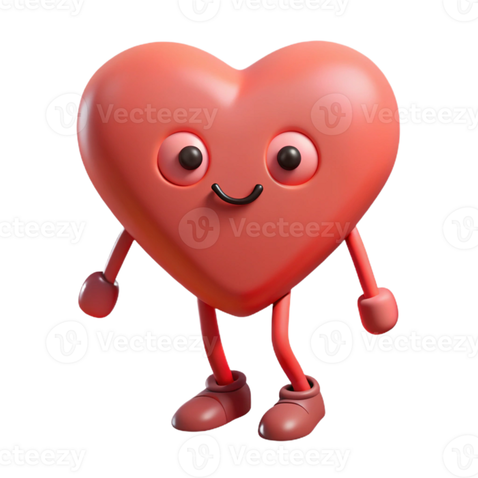 radiant unforgettable Heart-shaped character with small, round feet. Flat color, symmetrical design, with Scalable Design. png