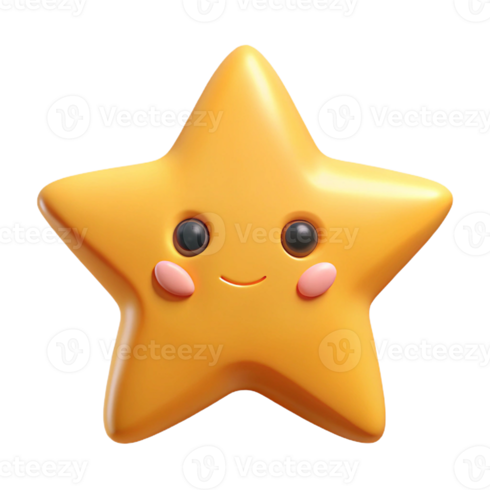 fascinante se destacarem simétrico cinco pontas Estrela com uma amigáveis face. plano cor, limpar \ limpo linhas, mínimo Projeto com escalável Projeto. png