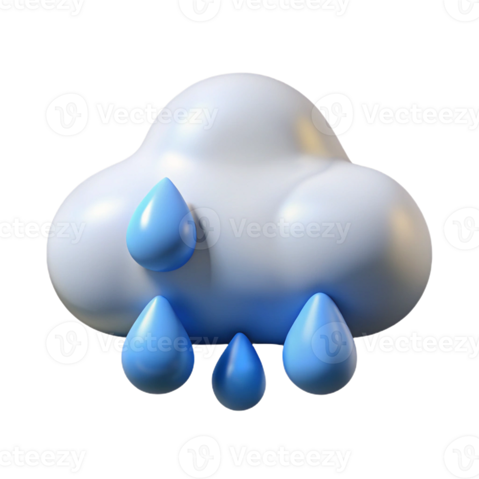 célebre futurista em forma de nuvem personagem com simples gota de chuva formas. limpar \ limpo linhas, mínimo projeto, com escalável Projeto. habilmente tiro png