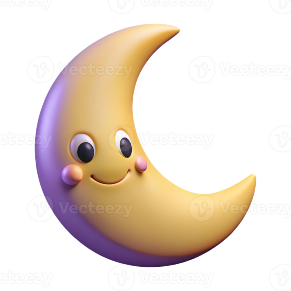 breathtaking playful art deco Smiling crescent moon character with pointed tips. Clean lines, flat color, minimal design with Scalable Design. ultra HD png