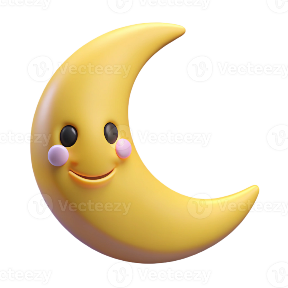 exquisite celebrated Smiling crescent moon character with pointed tips. Clean lines, flat color, minimal design with Scalable Design. png