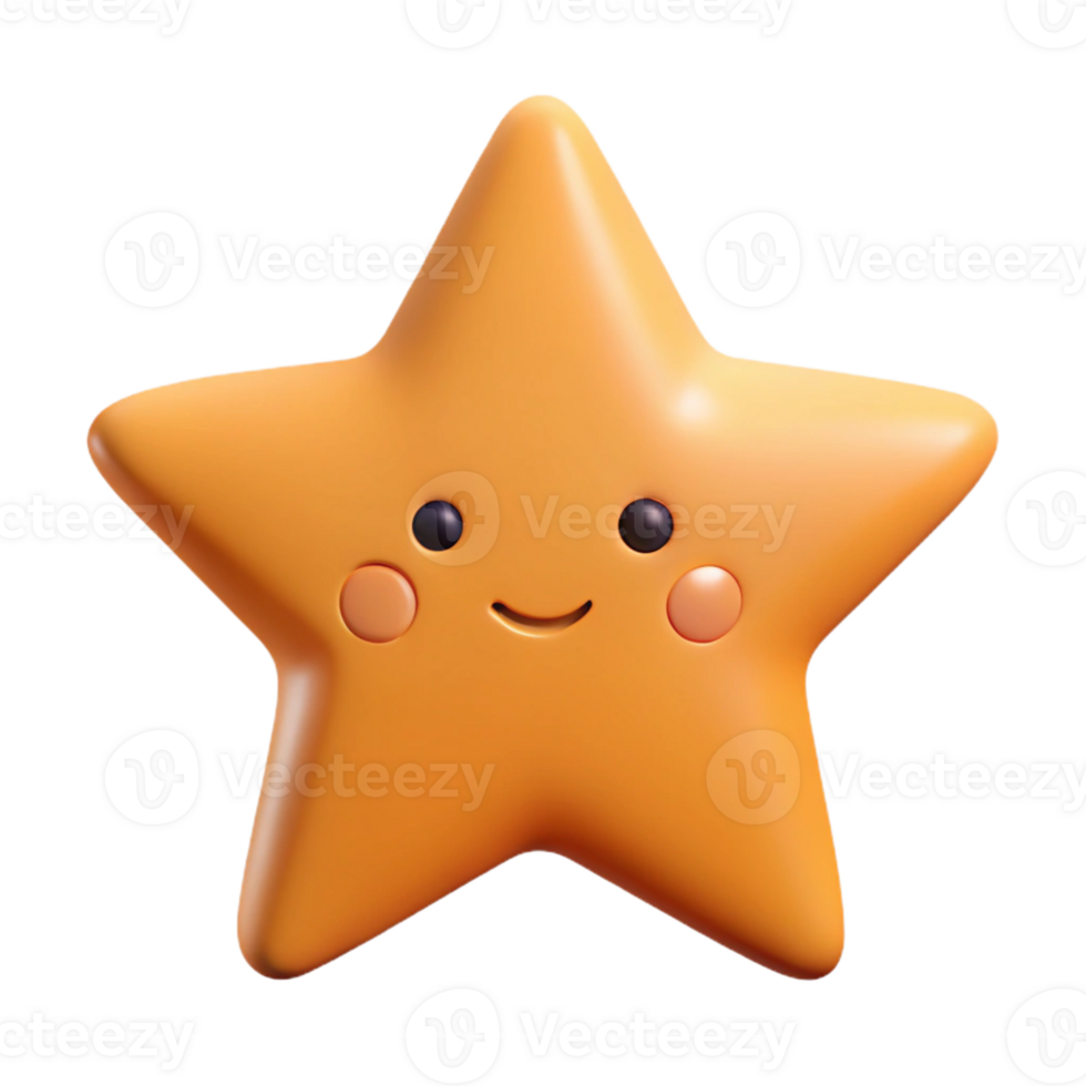 sumptuous joyful classic Symmetrical five-pointed star with a friendly face. Flat color, clean lines, minimal design with Scalable Design. perfect clarity png