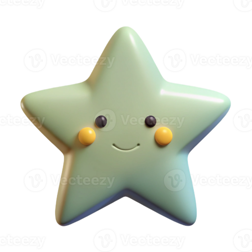 iconic abstract Symmetrical five-pointed star with a friendly face. Flat color, clean lines, minimal design with Scalable Design. premium png