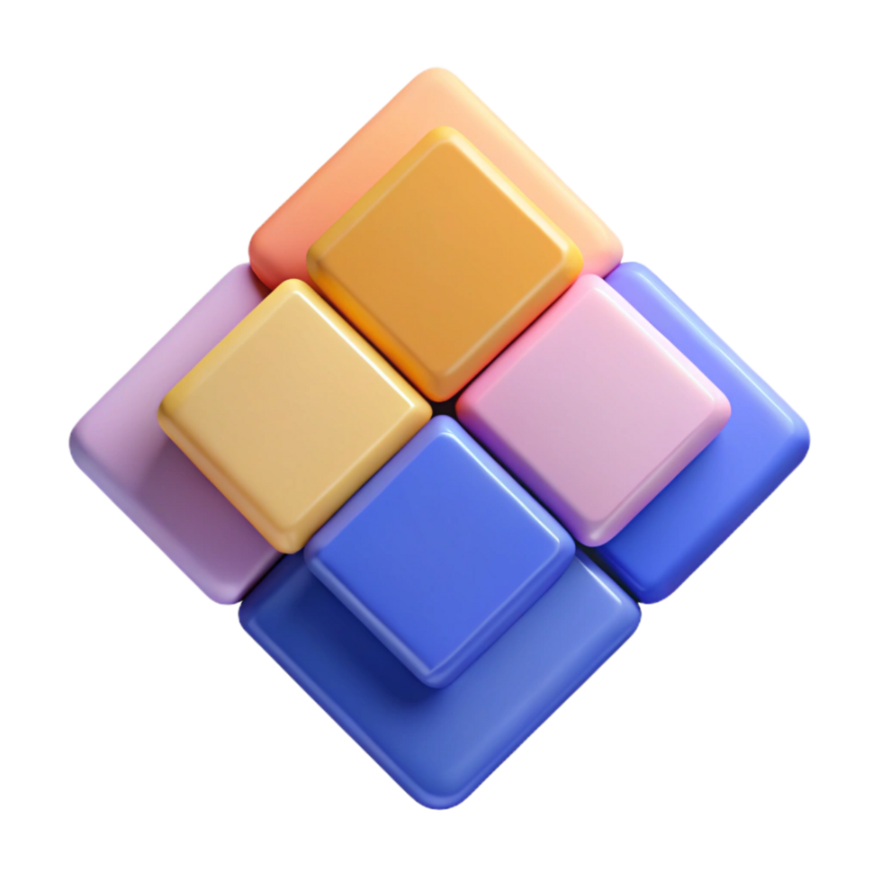 hypnotic retro Overlapping squares and rectangles, flat colors, clean lines. Minimal design with Scalable Design. high quality png