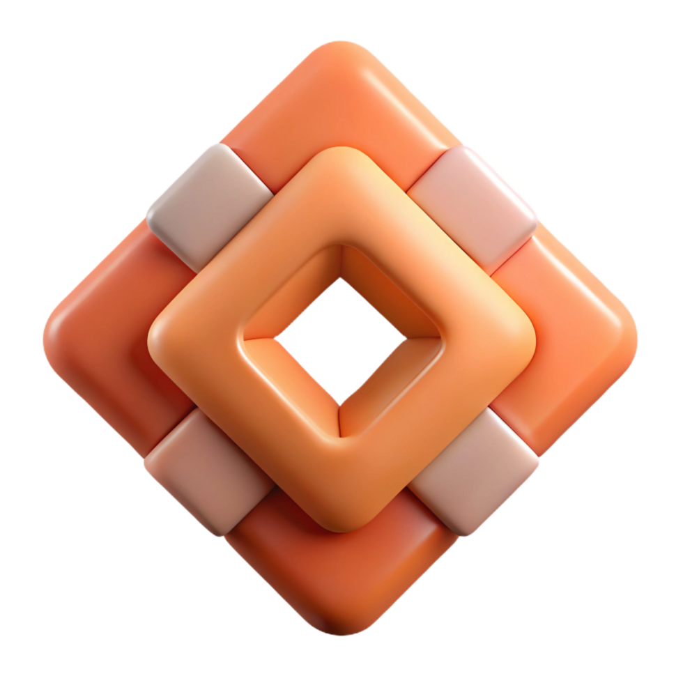 dreamy impressive Rotating squares, crisp edges, single-weight stroke. Flat color with Scalable Design. 4K png