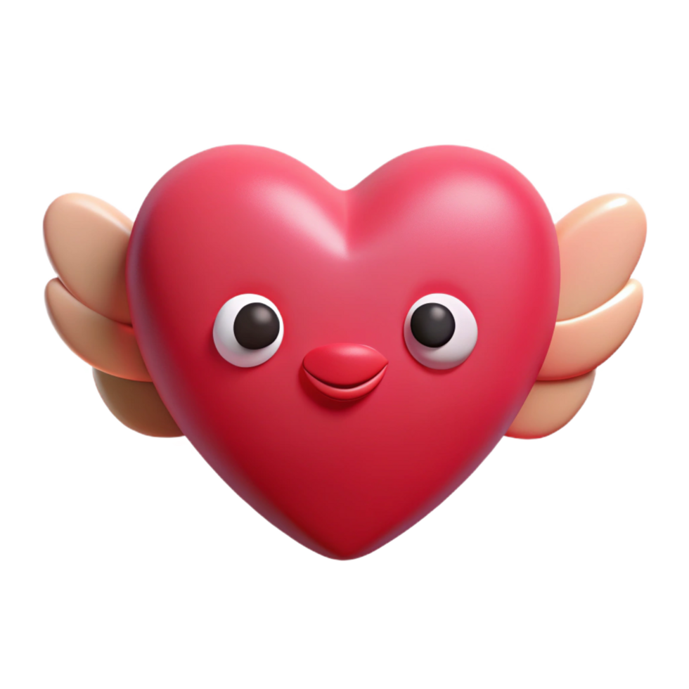 gorgeous rare Heart-shaped character with small wings. Clean lines, flat color, with Scalable Design. png