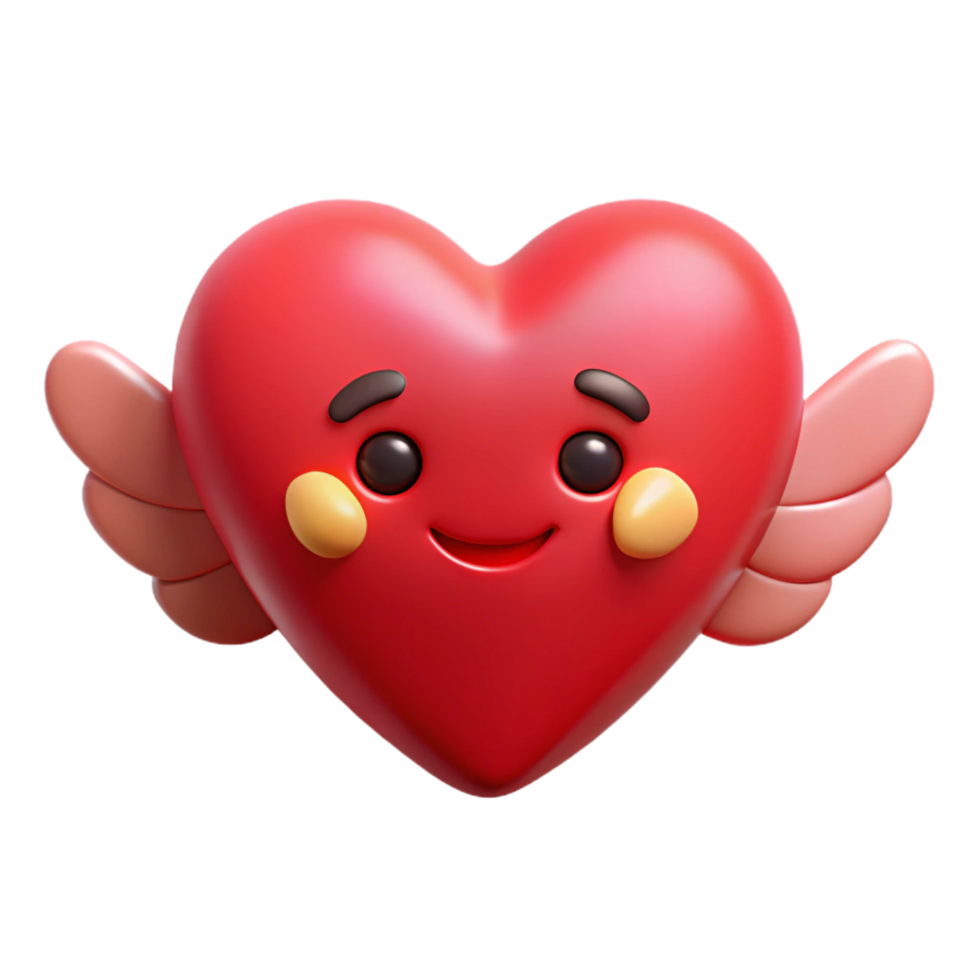 glorious exceptional Heart-shaped character with small wings. Clean lines, flat color, with Scalable Design. png