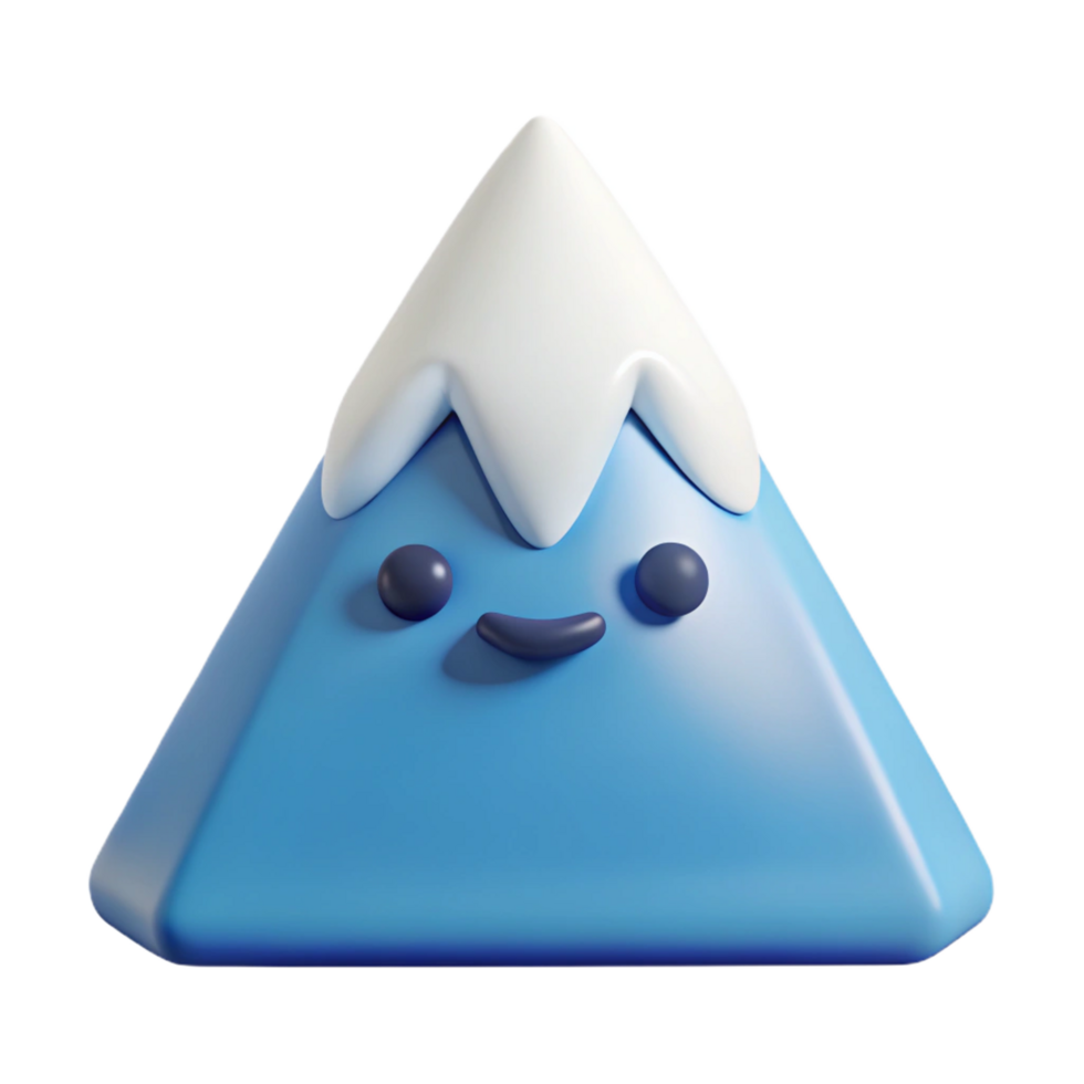 wonderful reflective industrial Triangular mountain character with a snowy peak. Crisp edges, minimal design, flat color with Scalable Design. top-tier png