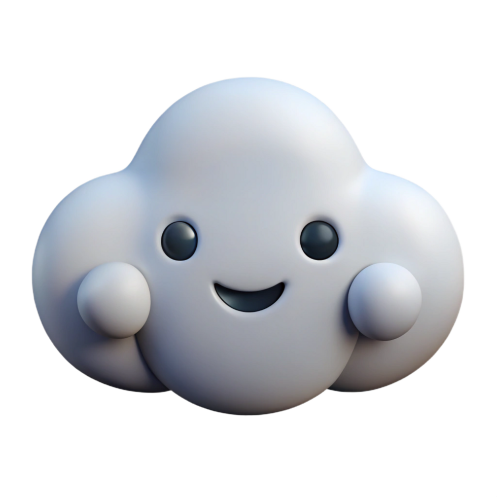calm gorgeous Cloud character with rounded edges and a happy expression. Clean lines, scalable, flat color with Scalable Design. expertly shot png