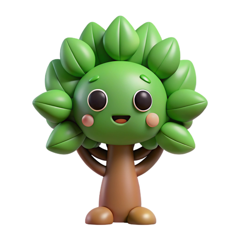 captivating tropical Tree character with circular leaves. Clean lines, flat color, minimal design with Scalable Design. expertly shot png