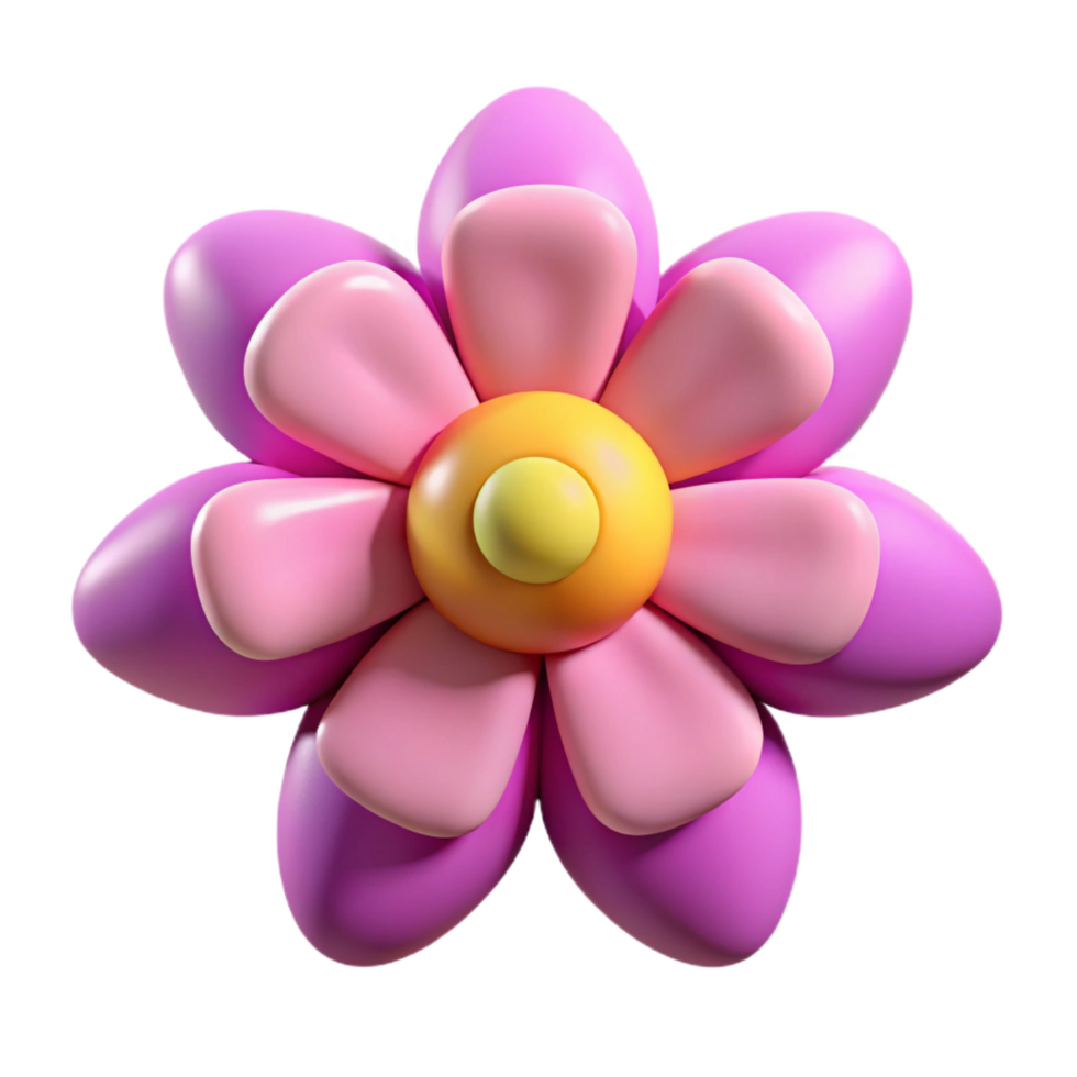 iconic urban Flower character with five rounded petals. Symmetrical, flat color, with Scalable Design. 8K png