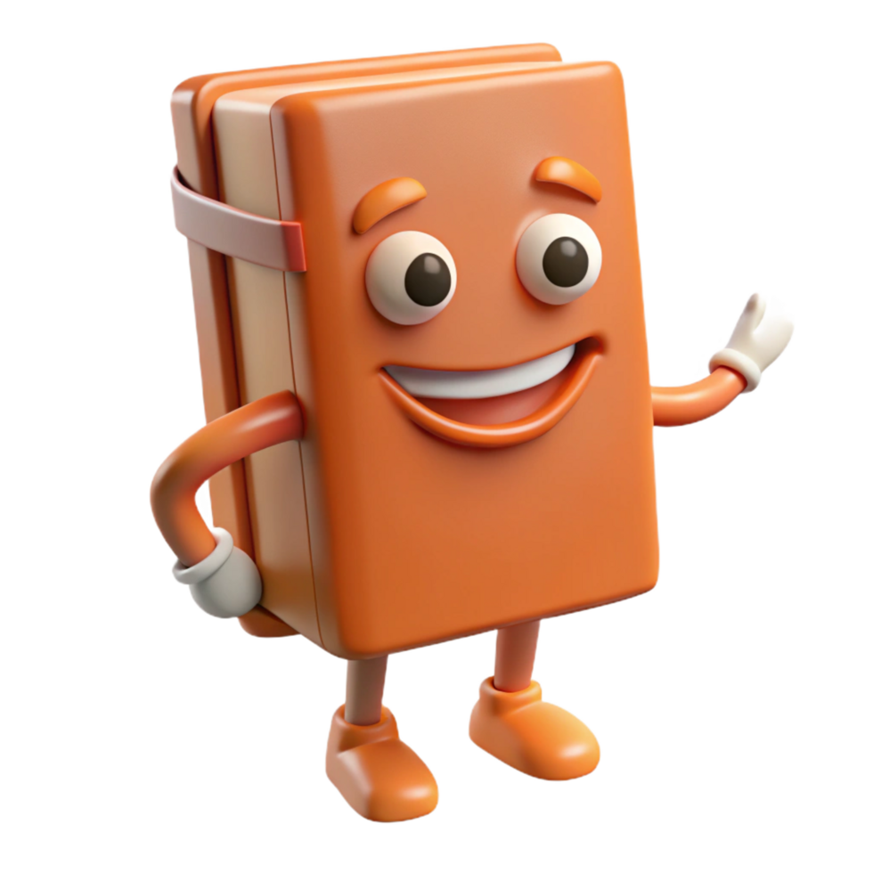 alluring impressionist Book character with a visible spine. Clean lines, crisp edges, with Scalable Design. detailed png