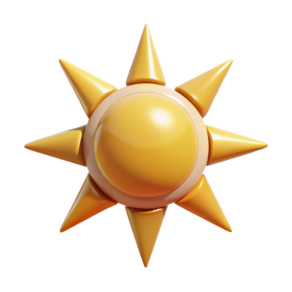 alluring creative A stylized sun with sharp triangular rays. Flat color, clean lines with Scalable Design. top-tier png