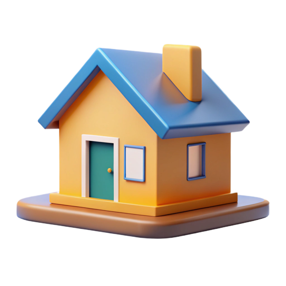 excepcional impressionista mínimo geométrico casa, plano cor com escalável Projeto. sem falhas png