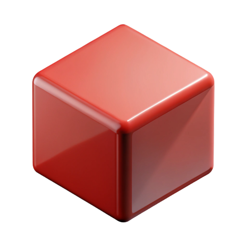 nostalgic glorious Geometric cube with crisp edges and solid red. Minimal with Scalable Design. luxury png