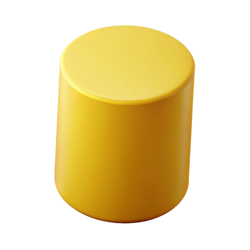 glorious bold retro Geometric cylinder with crisp edges and solid yellow. Minimal with Scalable Design. refined png