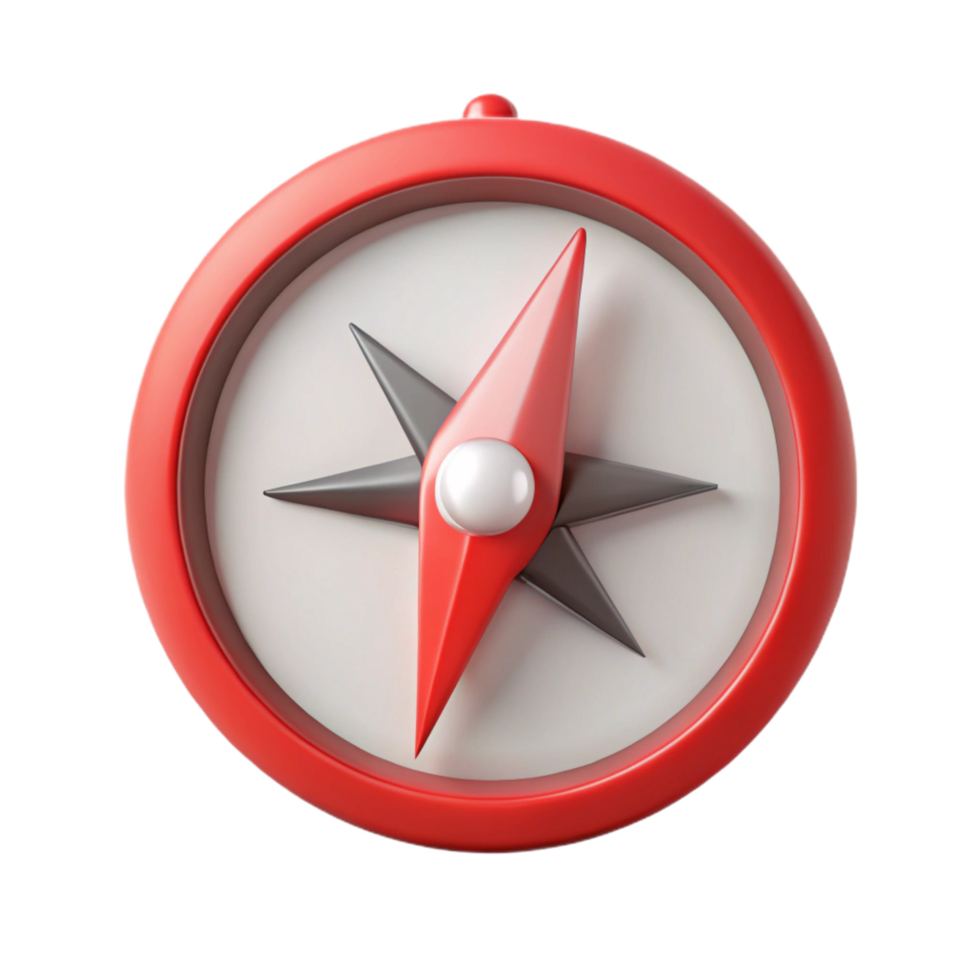 beautiful calm nordic Minimalist compass with clean lines and flat red with Scalable Design. sharp png