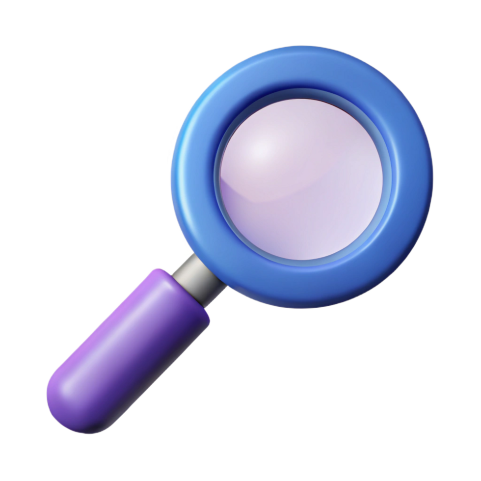 glorious futuristic Pictogram of a magnifying glass. Clean lines, scalable, minimal design with Scalable Design. 8K png