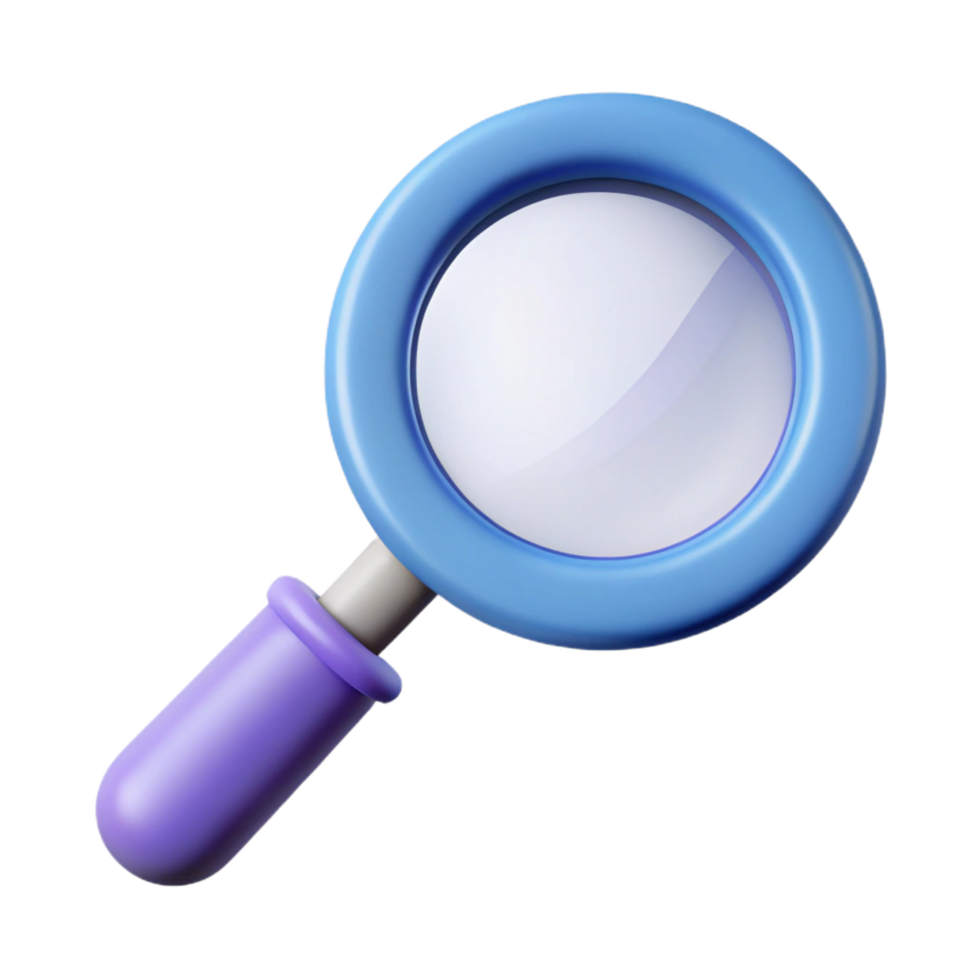 alluring bold impressionist Pictogram of a magnifying glass. Clean lines, scalable, minimal design with Scalable Design. studio quality png
