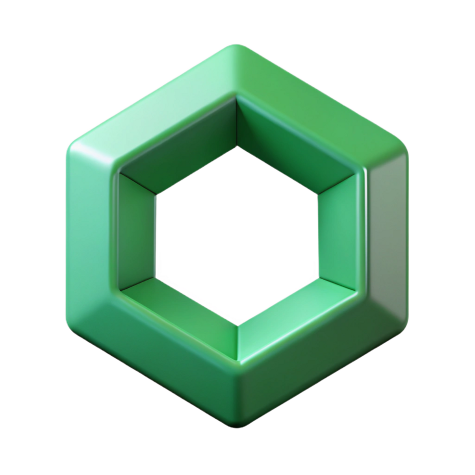 impressive calm art deco Geometric hexagon with inner circle, flat green, with Scalable Design. handcrafted png