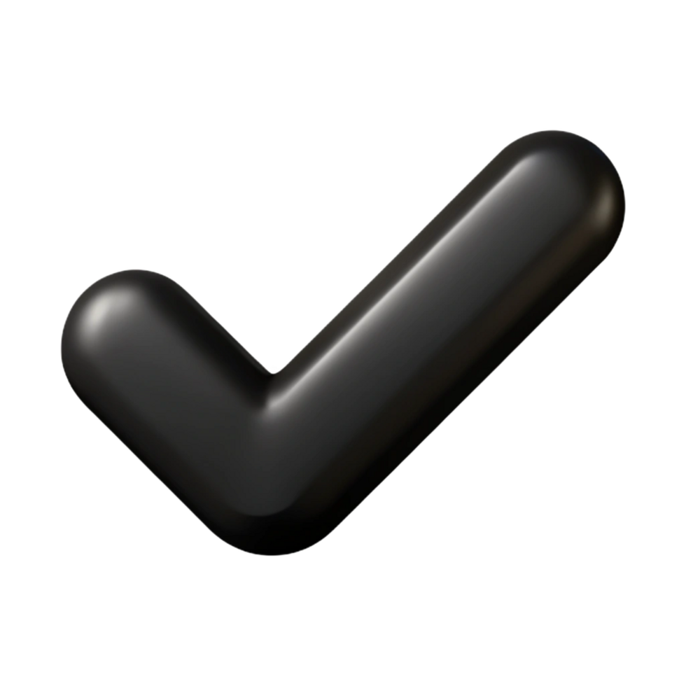 intense enchanting Minimal, single-weight stroke, checkmark icon, black with Scalable Design. precision png