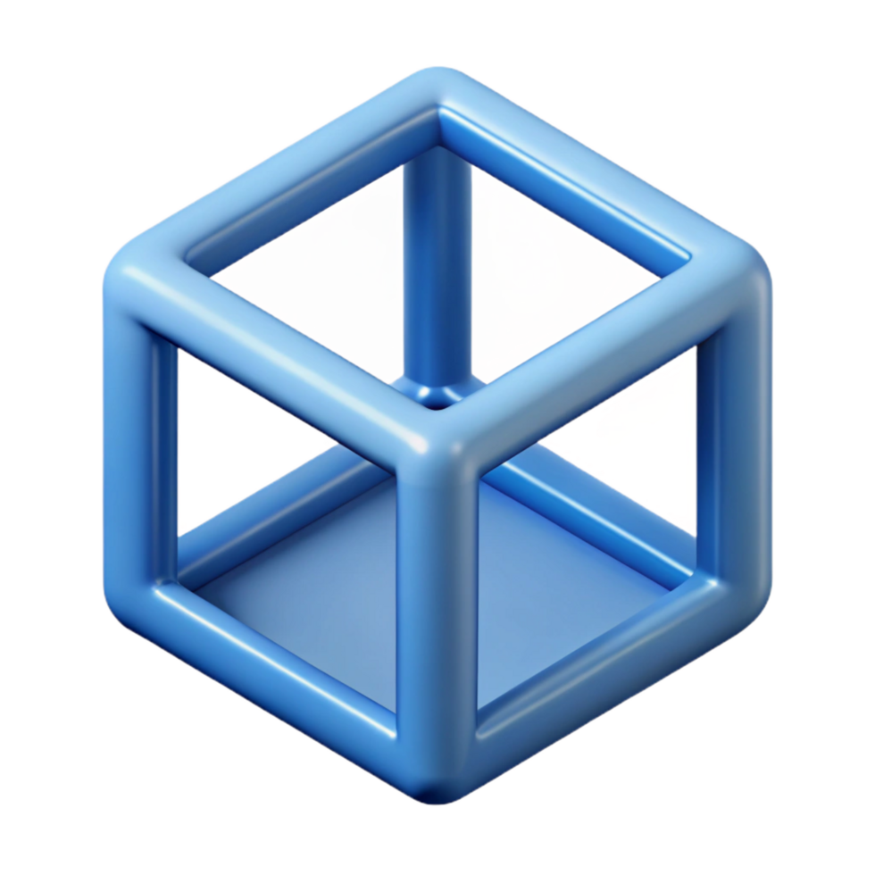 rare tropical Geometric outline of a cube. Clean lines, flat color, with Scalable Design. flawless png