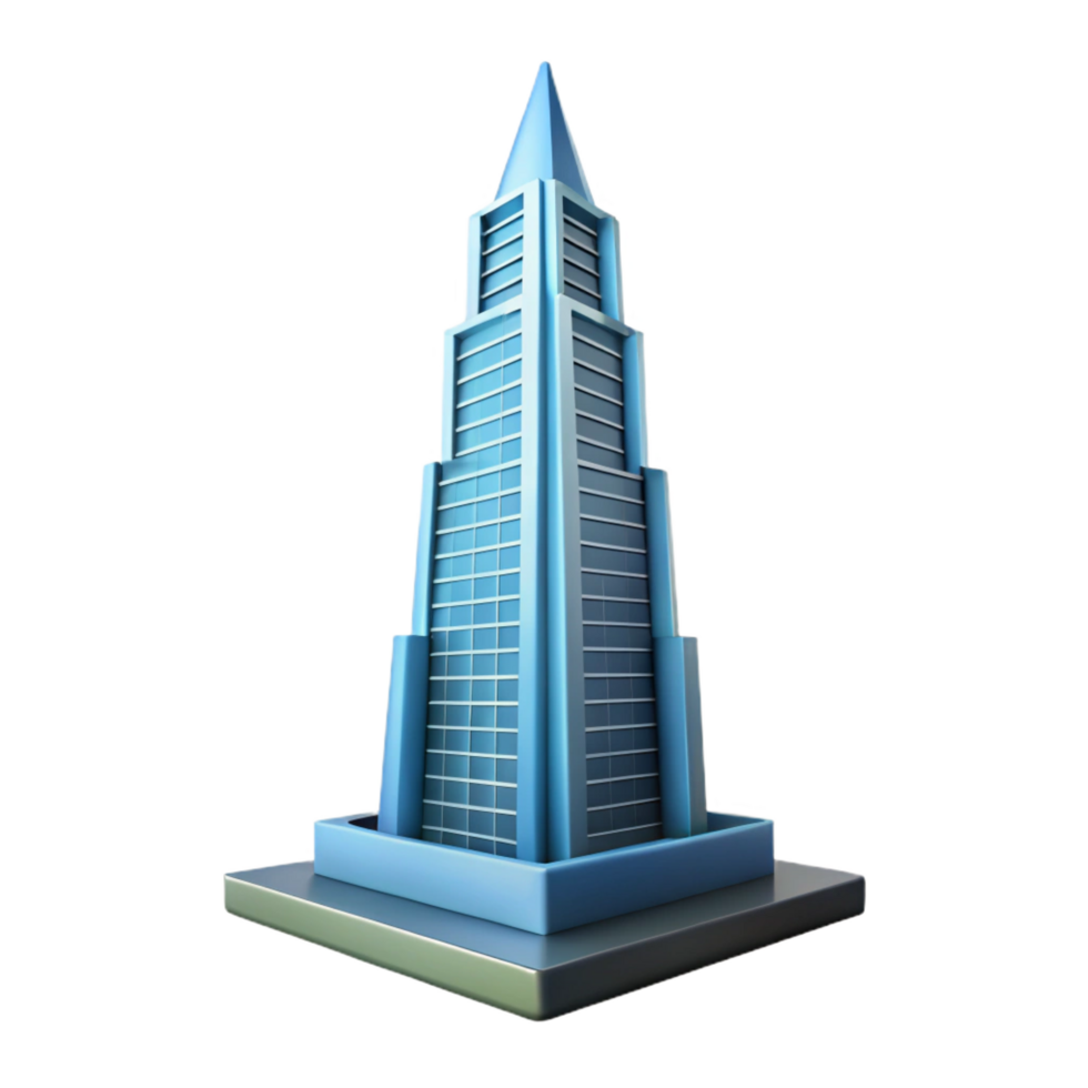 breathtaking distinctive Geometric silhouette of a skyscraper. Flat color, clean lines with Scalable Design. png