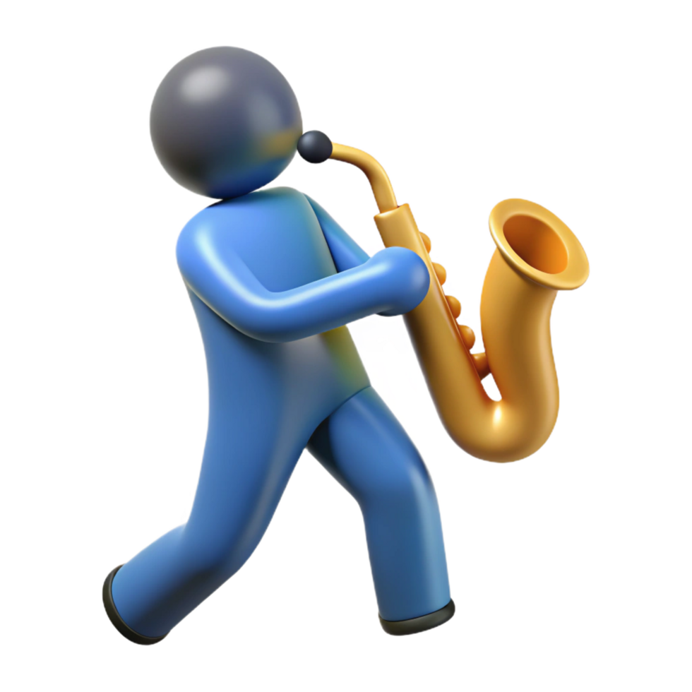 rare classic Silhouette of a playing saxophone. Single-weight stroke, crisp edges with Scalable Design. artisan png