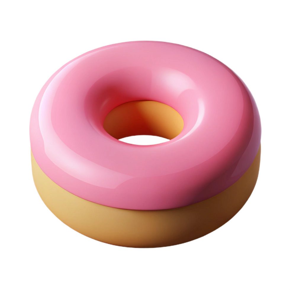 exceptional creative Geometric isometric donut with clean lines and pink frosting with Scalable Design. original png
