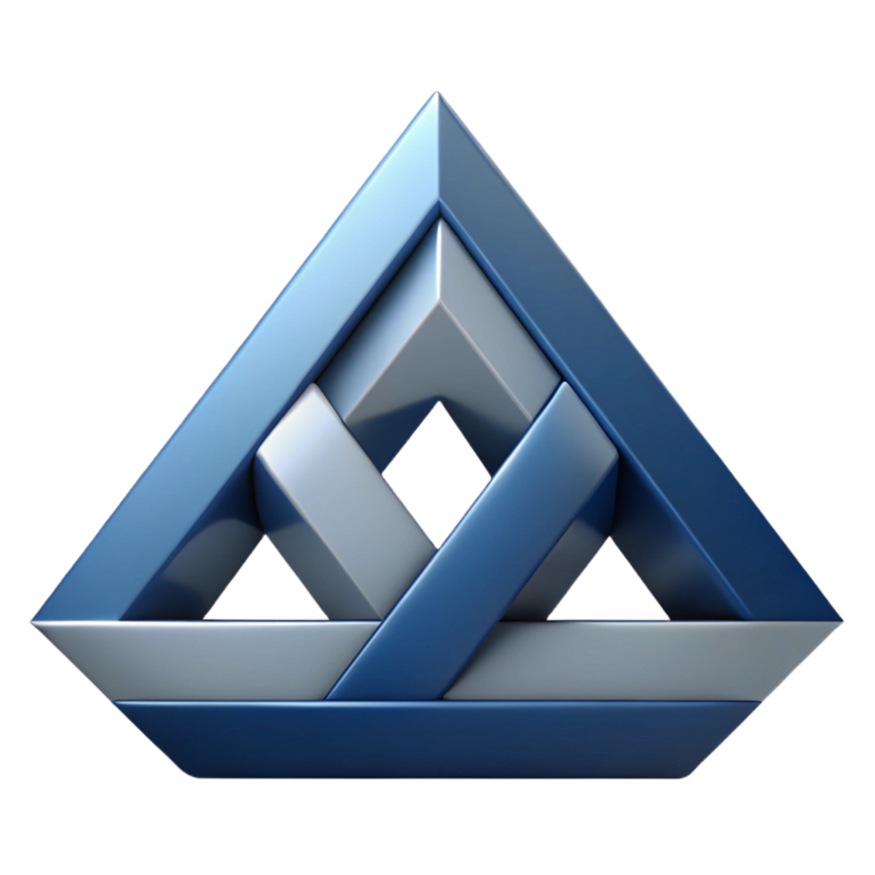 majestoso contemporâneo abstrato geométrico logotipo com intertravamento triângulos. limpar \ limpo linhas, plano cor, mínimo Projeto com escalável Projeto. 4k png