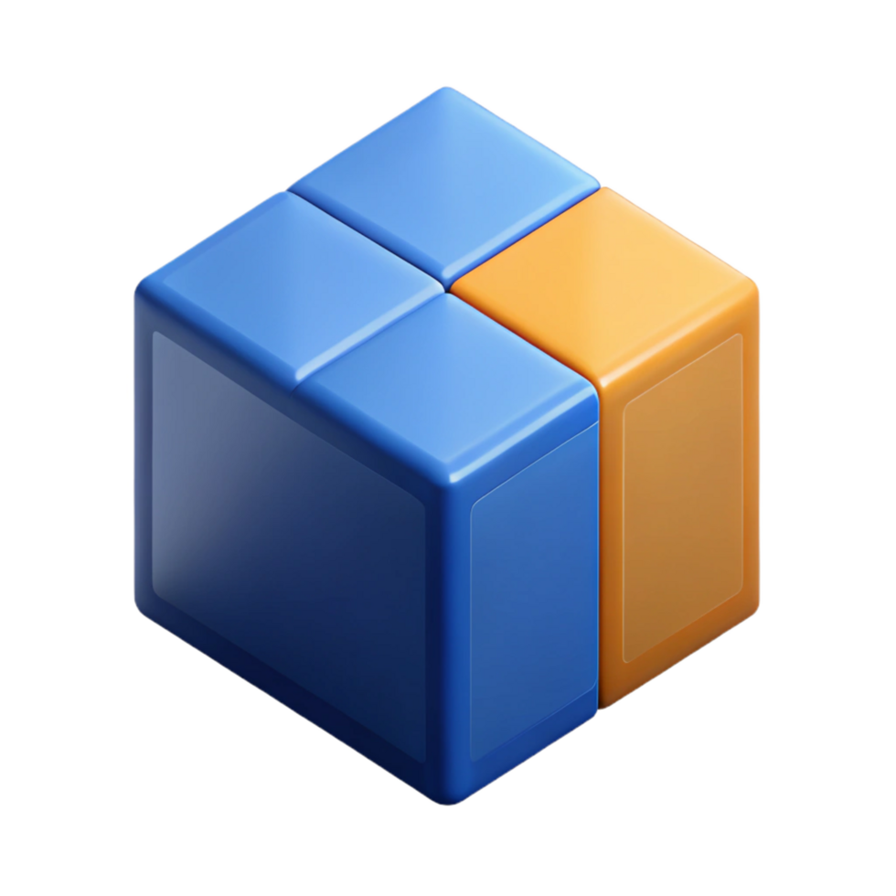 immaculate bohemian Isometric cube with contrasting flat color faces. Clean lines, crisp edges with Scalable Design. masterfully captured png