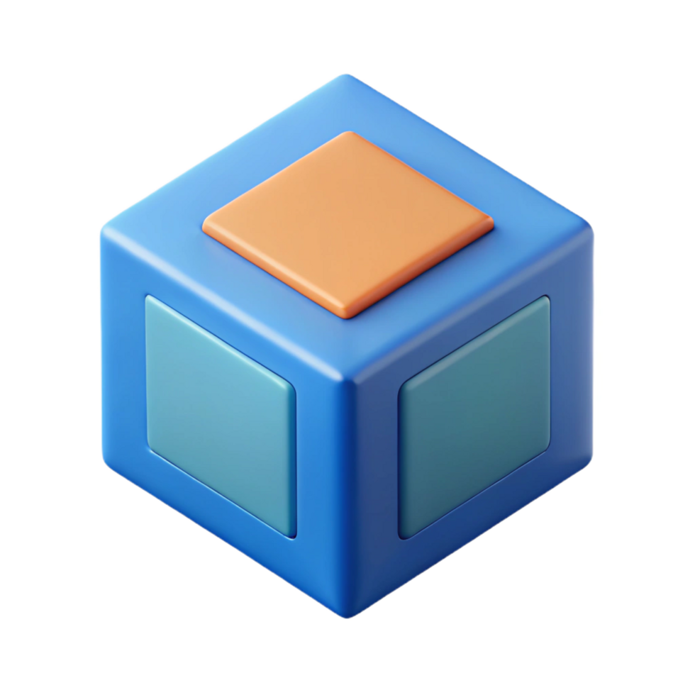 elegant joyful classic Isometric cube with contrasting flat color faces. Clean lines, crisp edges with Scalable Design. elite png