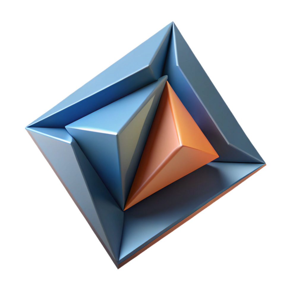 splendid gothic Overlapping triangles creating a D effect. Sharp edges, flat color. Minimal design with Scalable Design. authentic png