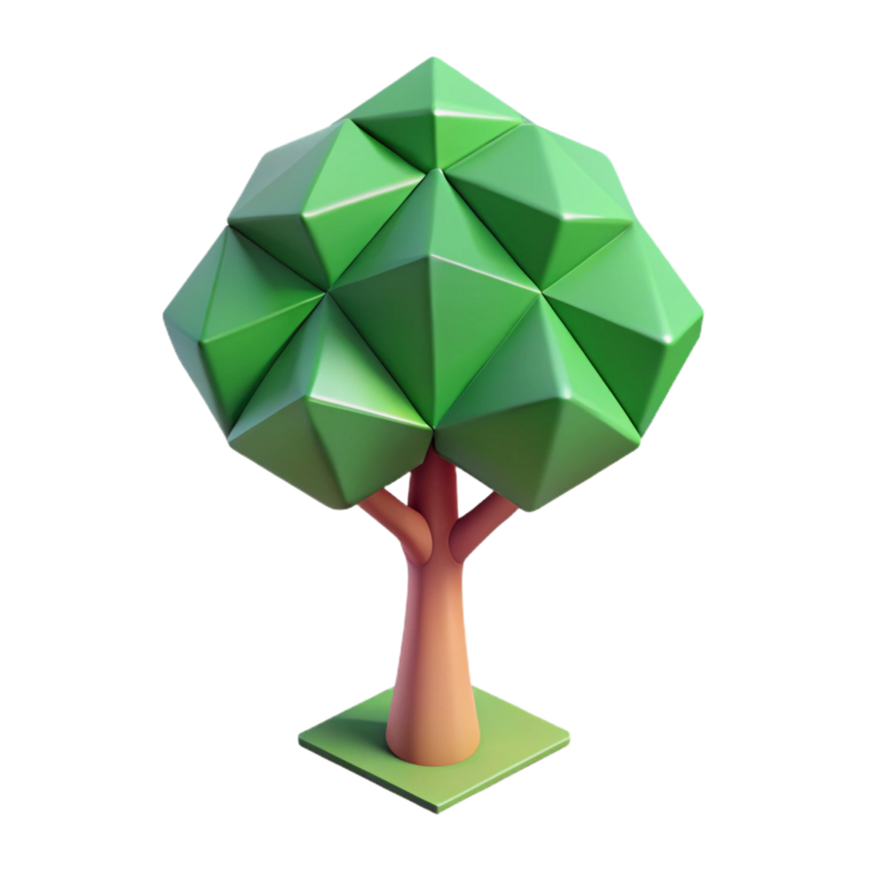 energetic serene Minimal isometric tree with geometric foliage. Single-weight stroke with Scalable Design. 8K png