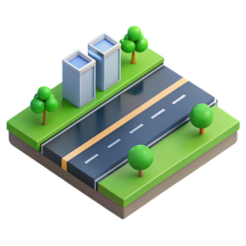elegant rare Scalable isometric road with clean lines. Minimal design, flat color with Scalable Design. png