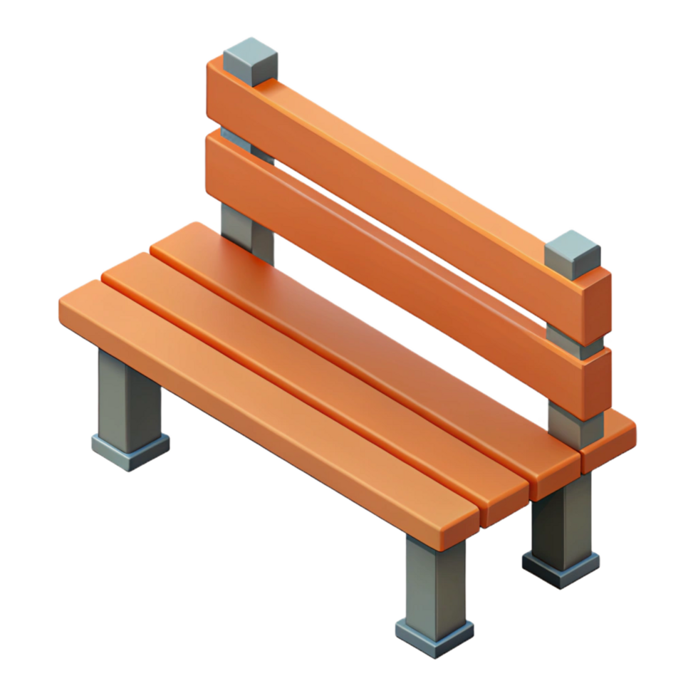 remarkable minimalist Isometric park bench with symmetrical design. Crisp edges, flat color with Scalable Design. professional png