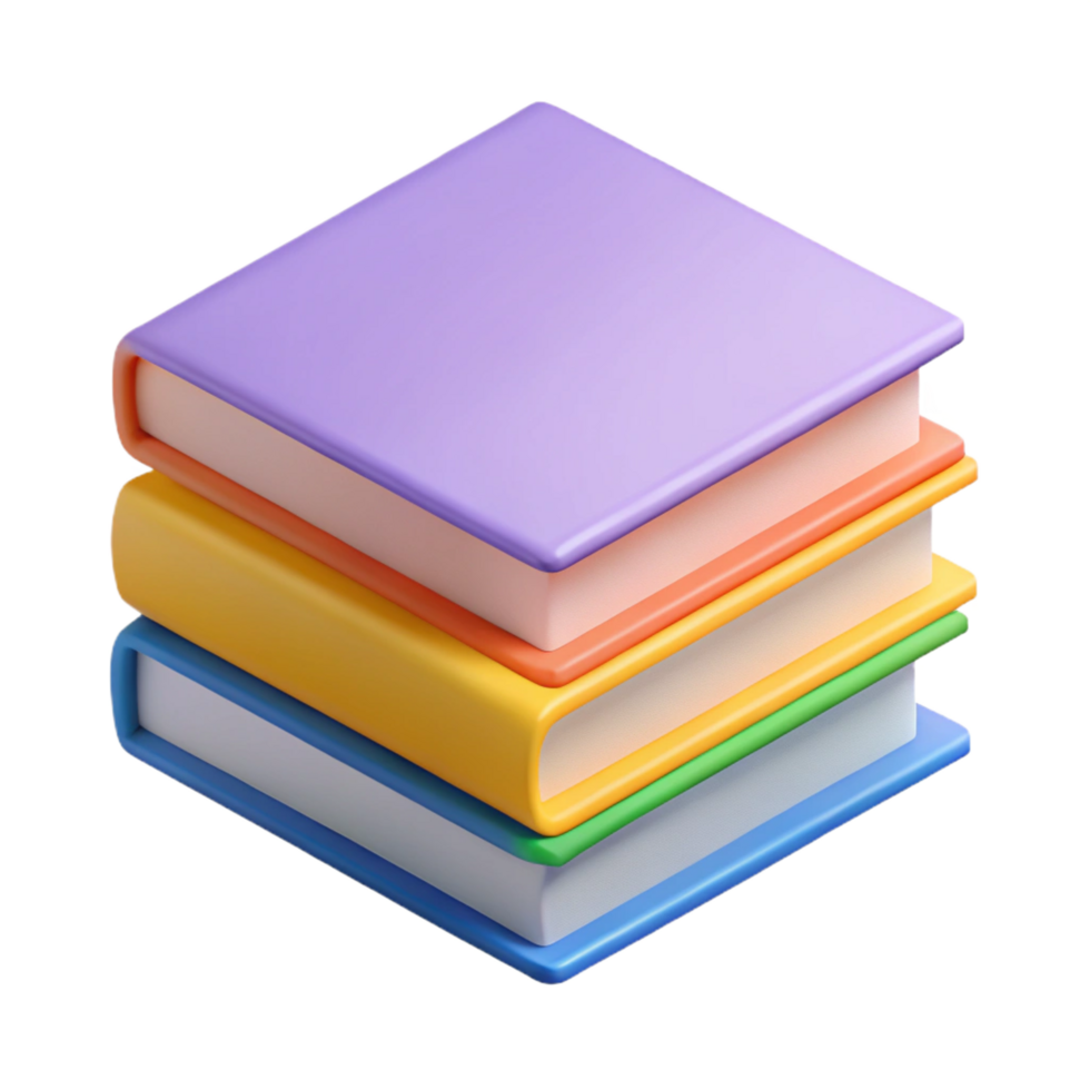 pristine rustic Isometric stack of books with flat color covers. Clean lines, with Scalable Design. top-tier png