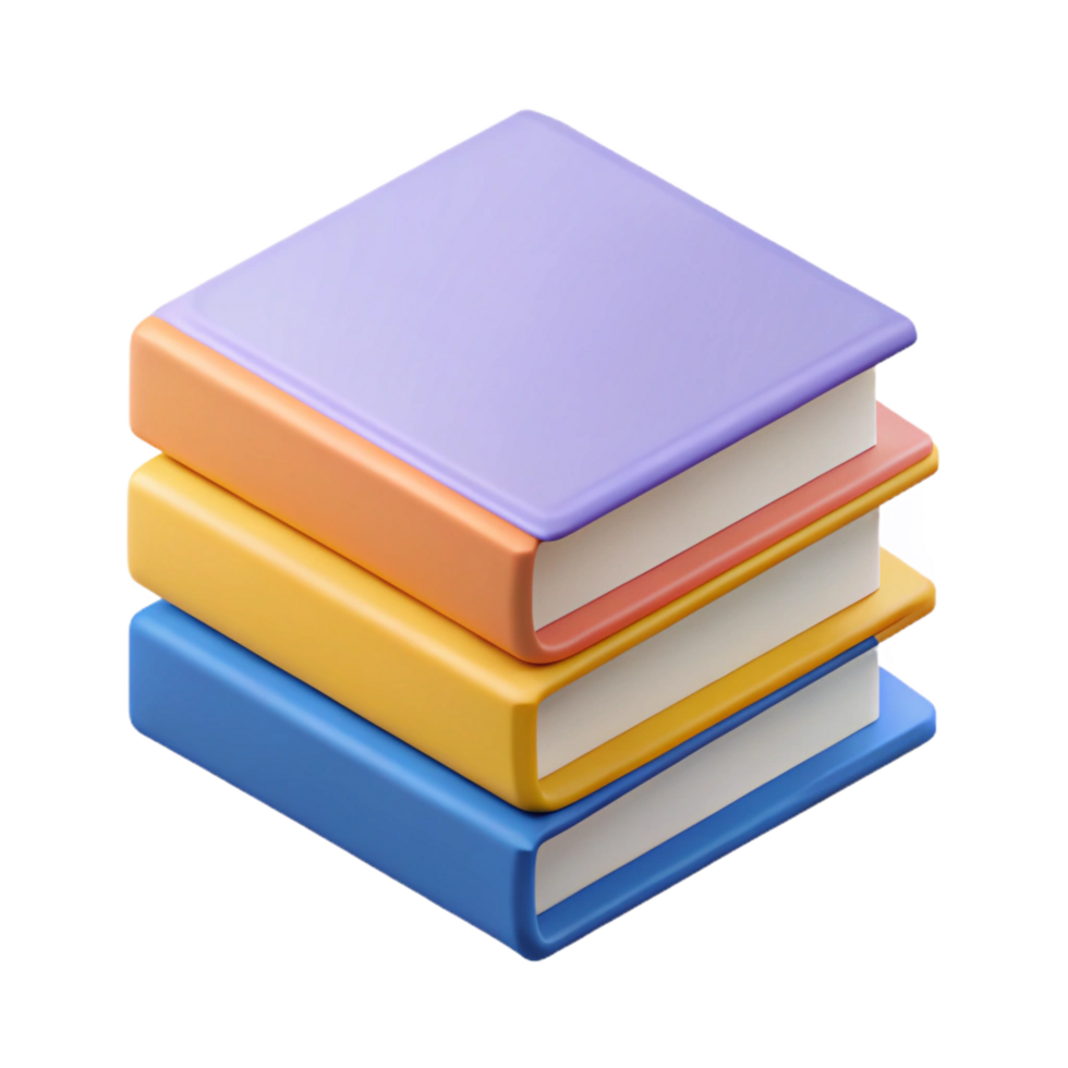 extraordinary retro Isometric stack of books with flat color covers. Clean lines, with Scalable Design. elite png