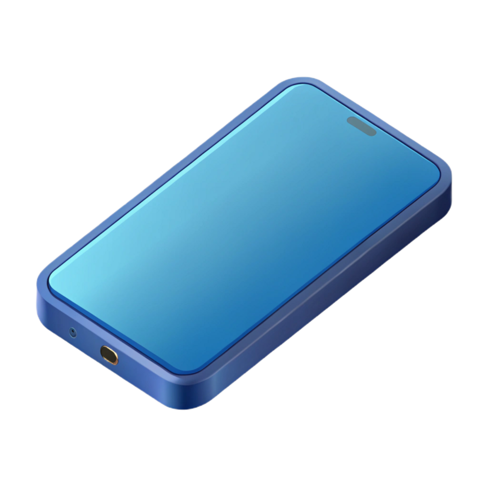 melancholic pristine Scalable isometric smartphone with minimal details. Flat color, sharp edges with Scalable Design. sharp png