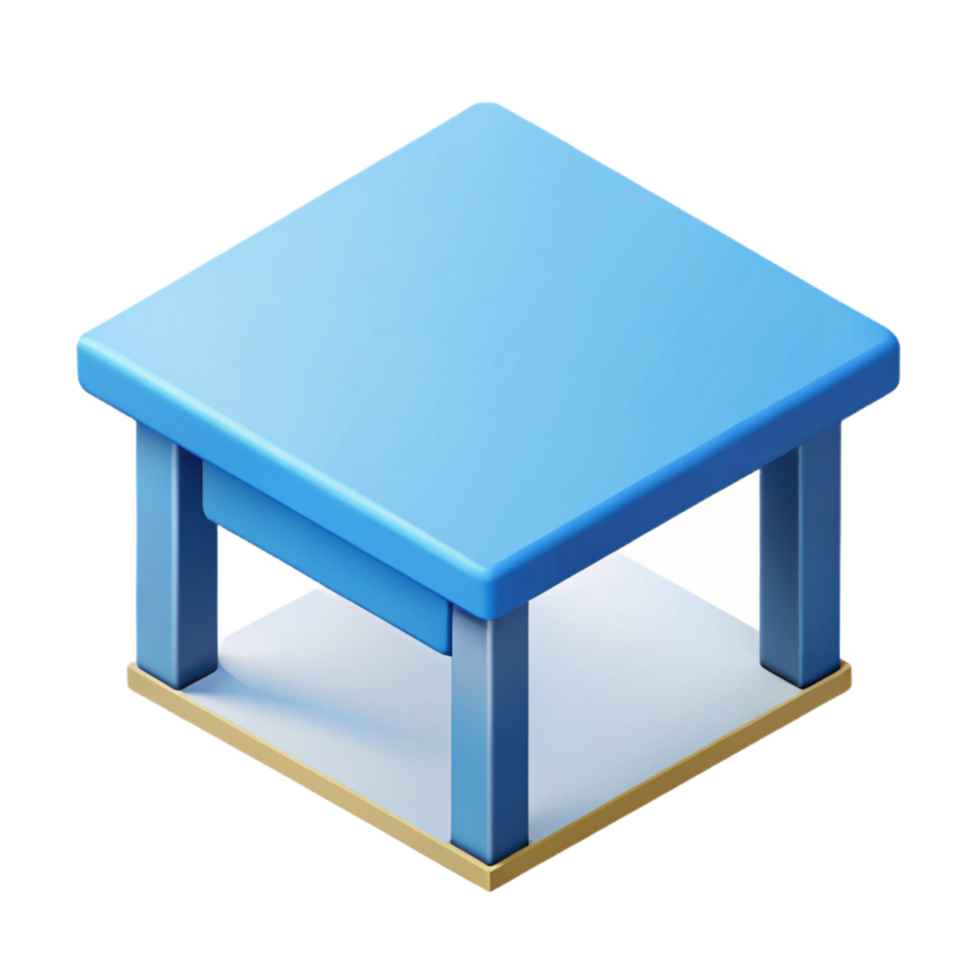 dynamic beautiful Scalable isometric table with minimal details. Flat color, sharp edges with Scalable Design. artisan png