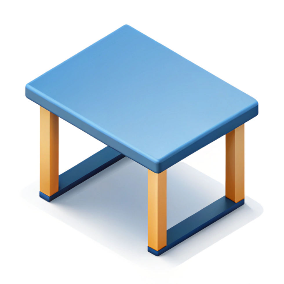 dramatic passionate mid-century Scalable isometric table with minimal details. Flat color, sharp edges with Scalable Design. masterfully captured png