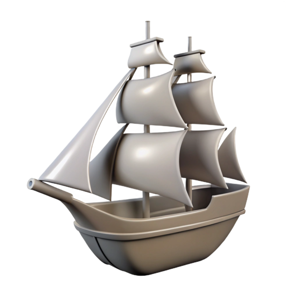 dramatic quintessential Minimal silhouette of a sailing ship. Crisp edges, with Scalable Design. png