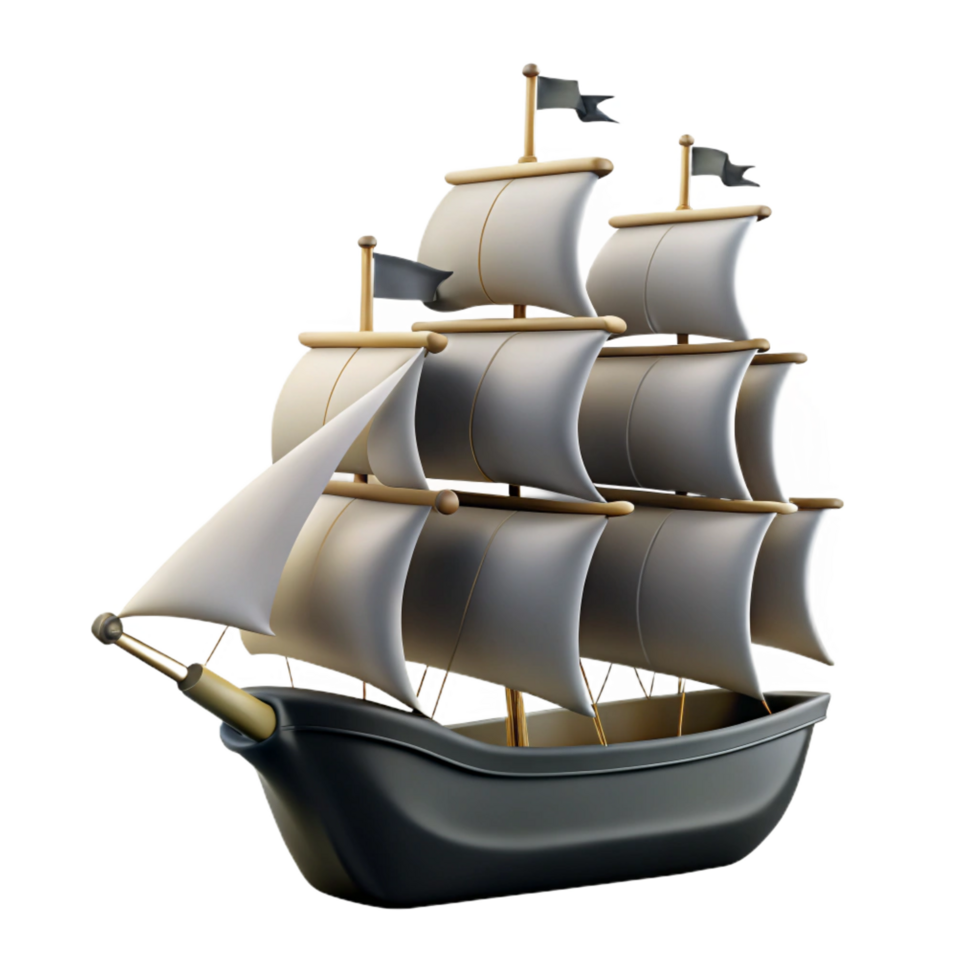 harmonious beautiful Minimal silhouette of a sailing ship. Crisp edges, with Scalable Design. sharp png